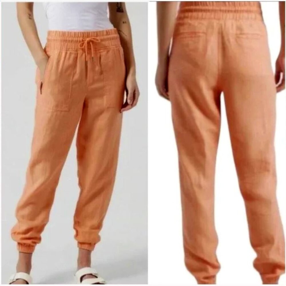 ATHLETA Cabo Linen Jogger Pants in coral, Size 8